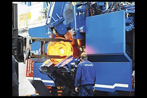 Schuler's recently developed rolling machine produces wheels from pre-forged blanks.
